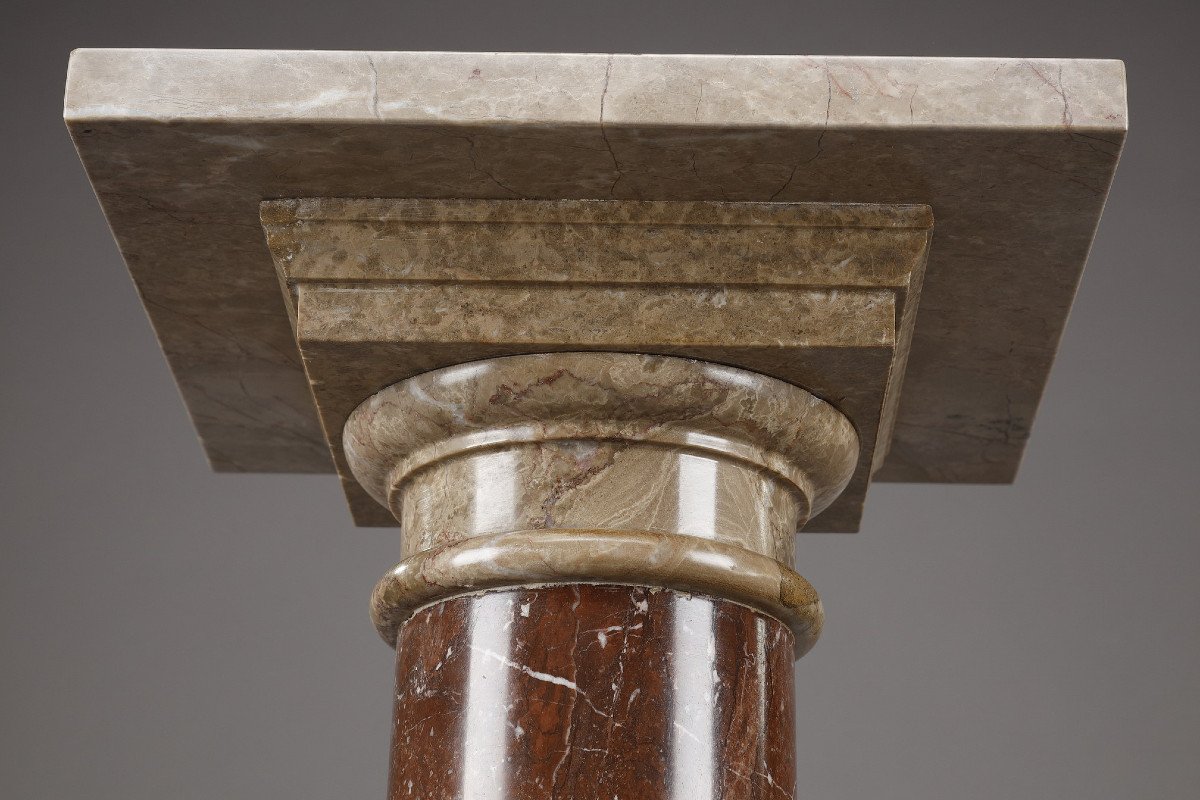 Column In Red And Grey Marble From The 19th Century-photo-5