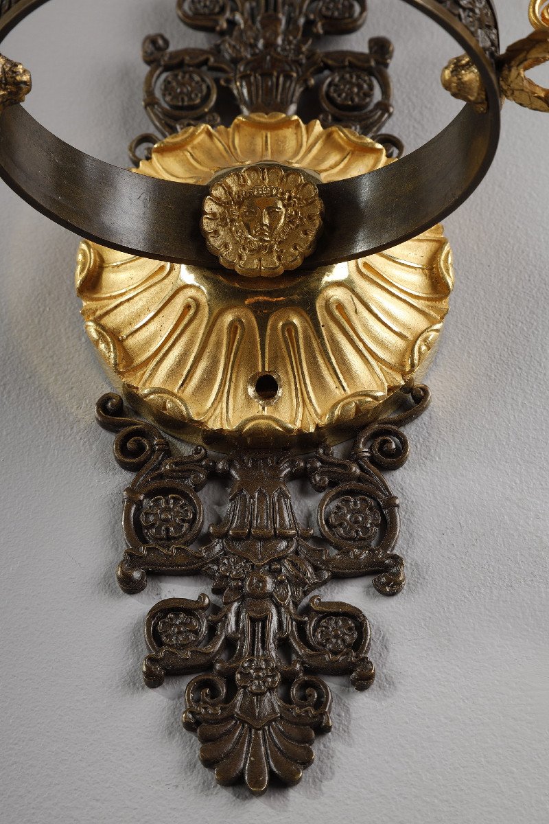 Pair Of Sconces In Chiseled And Gilt Bronze, Charles X Period-photo-8