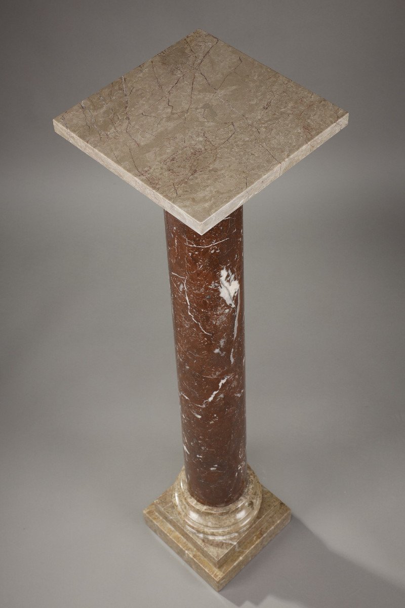 Column In Red And Grey Marble From The 19th Century-photo-3