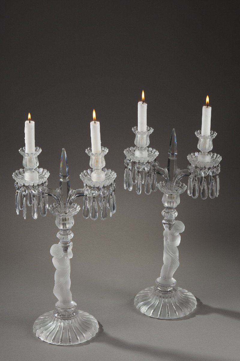 Pair Of Candelabras In Baccarat Crystal-photo-8