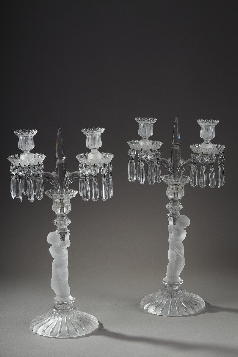 Pair Of Candelabras In Baccarat Crystal