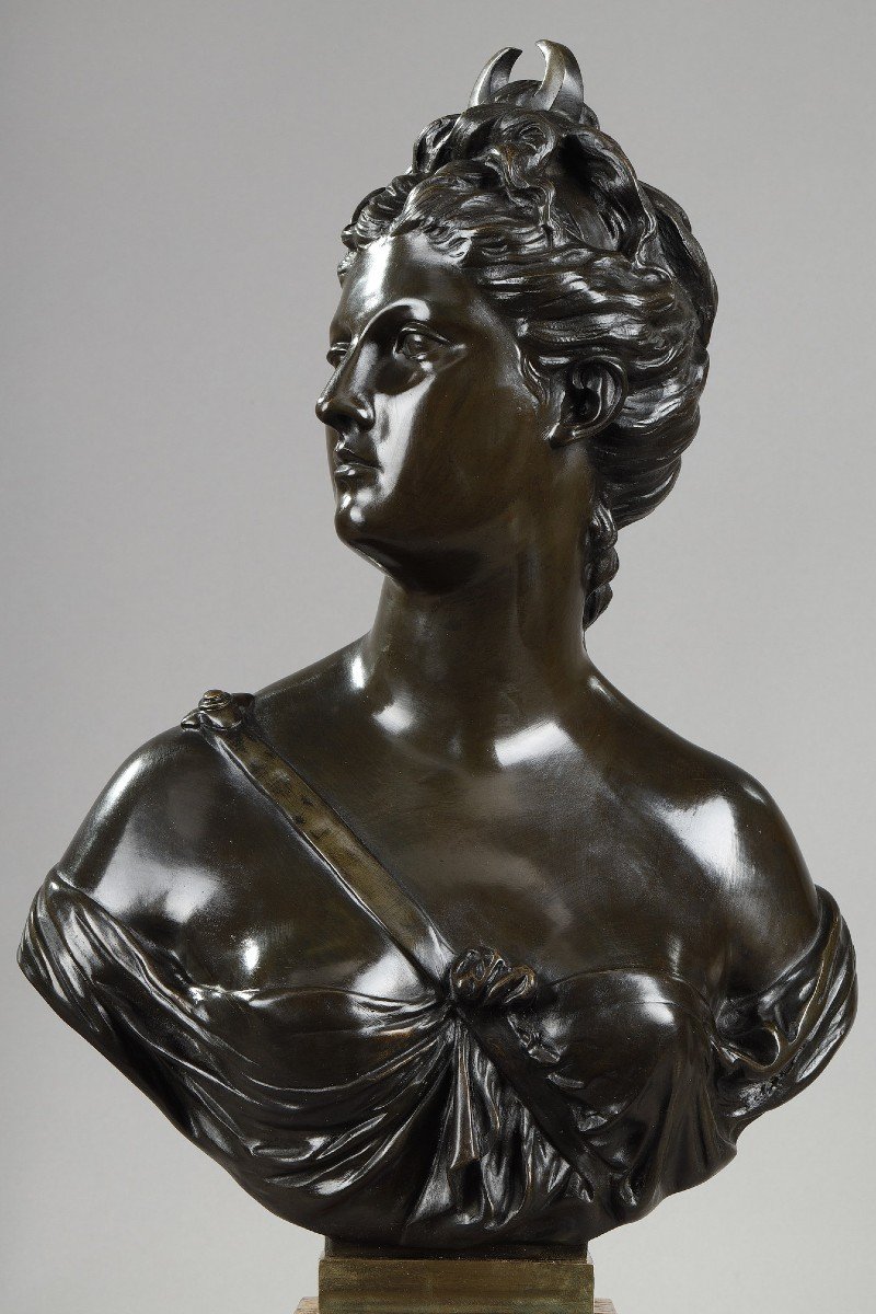 Buste En Bronze De Diane Chasseresse d'Après Houdon-photo-1