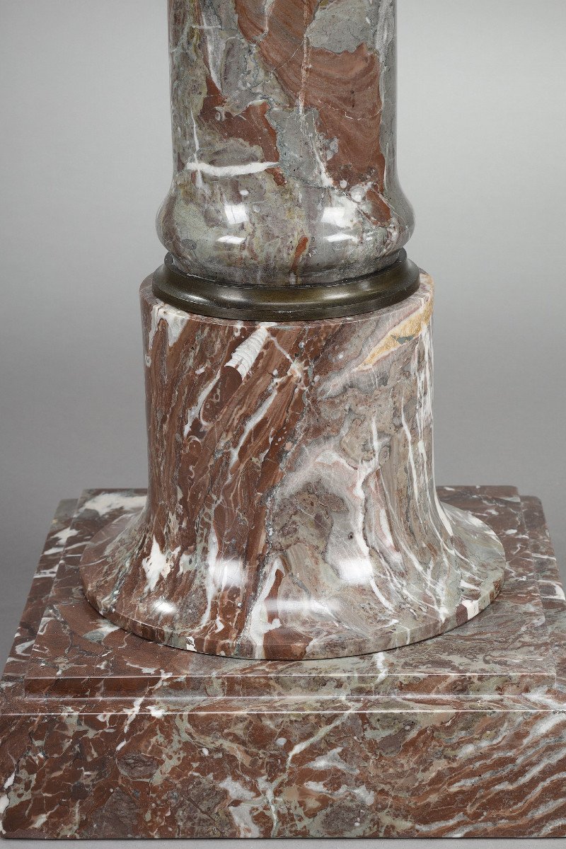 Gray And Red Marble Birdbath With Bronze Decor-photo-6