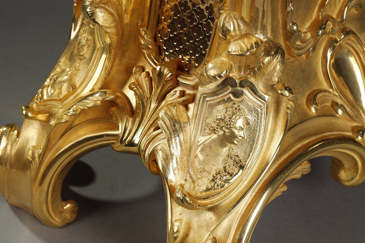 Rococo Pendulum In Gilt And Chiseled Bronze, Raingo And Brothers-photo-2
