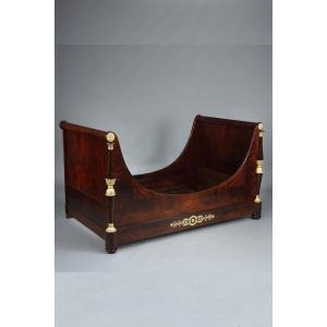 Large Solid Mahogany Boat Bed From The Empire Period 