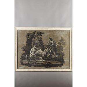 Papier peint "Zeus nouri par la chèvre Amalthée", Epoque Empire