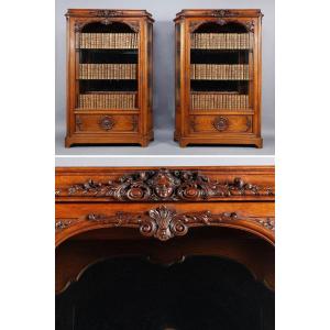 Pair Of Argentier Or Showcase With A Large Regency Style Door