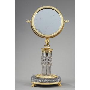 Miroir De Toilette En Cristal Taillé Et Monture En Bronze Doré Charles X
