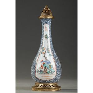 Flacon De Parfum Ancien : Fiole à Opium En Porcelaine Et émail, Manufacture Samson