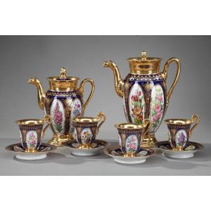 6 Piece Charles X Style Paris Porcelain Coffee Set