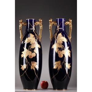 Grande Paire De Vases De Gustave Asch