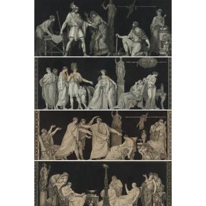 Set Of 5 Engravings Depicting Scenes From Antiquity After Moitte By Janinet.