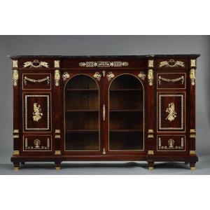 Important Low Bookcase In Mahogany And Mahogany Veneer