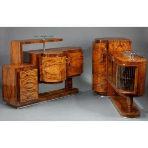 Set Of 2 Art Deco Walnut Furniture