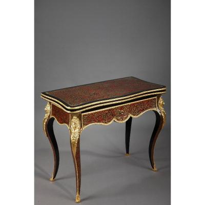 Console-table à Jeu En Marqueterie Boulle