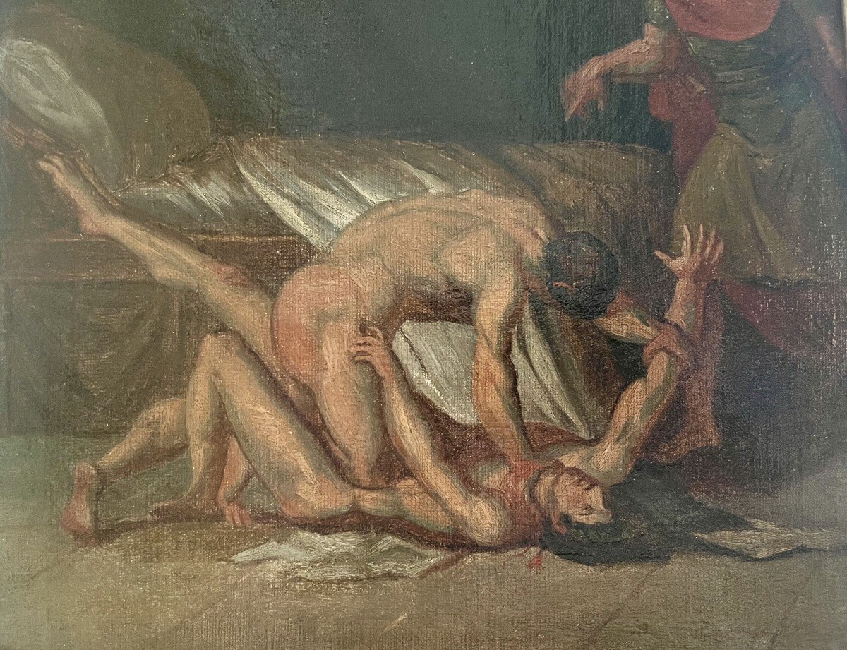 Assassinat De l'Empereur Commode  ( Ecole Française Vers 1810 -Jacques Louis  David )-photo-3