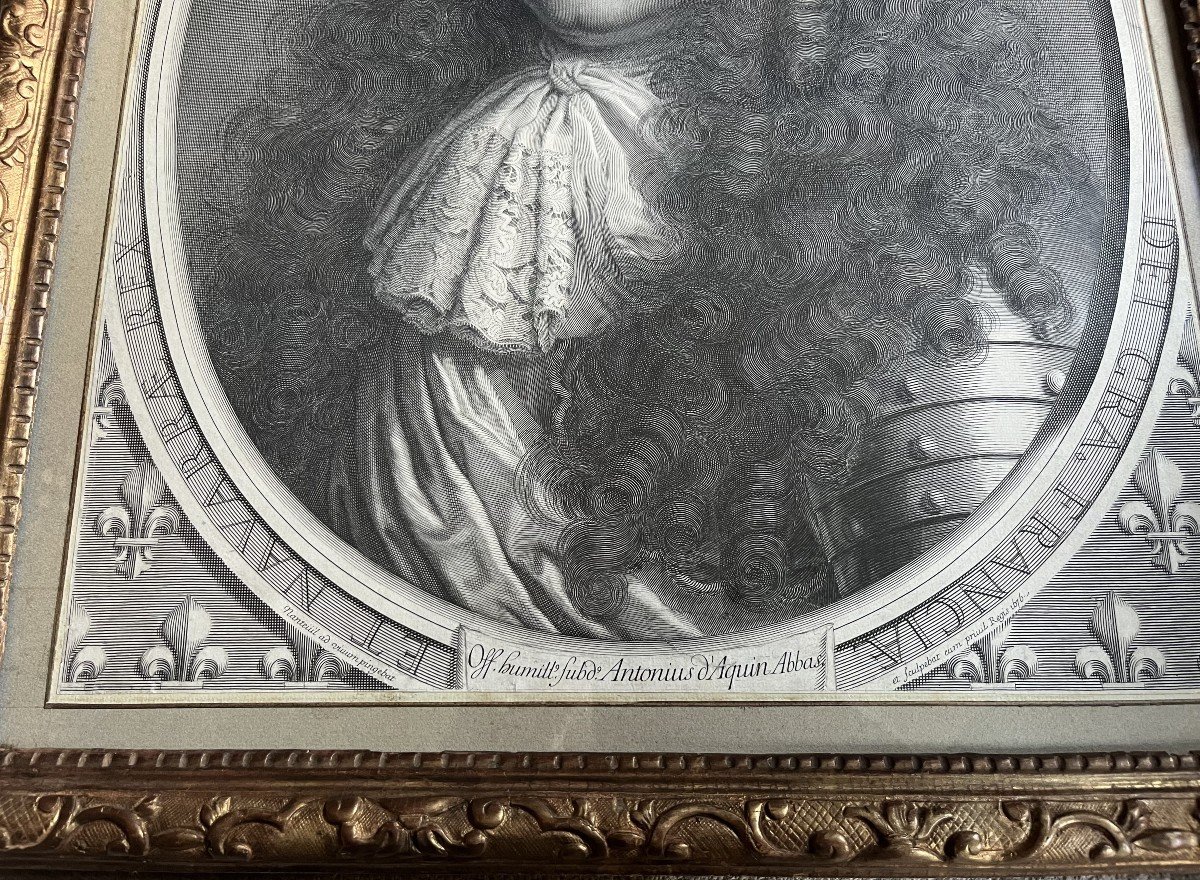 Estampe Grand Portrait De Louis XIV d'Après Nanteuil-photo-2