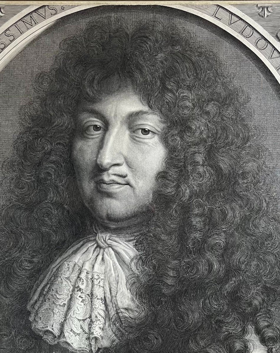 Estampe Grand Portrait De Louis XIV d'Après Nanteuil-photo-1