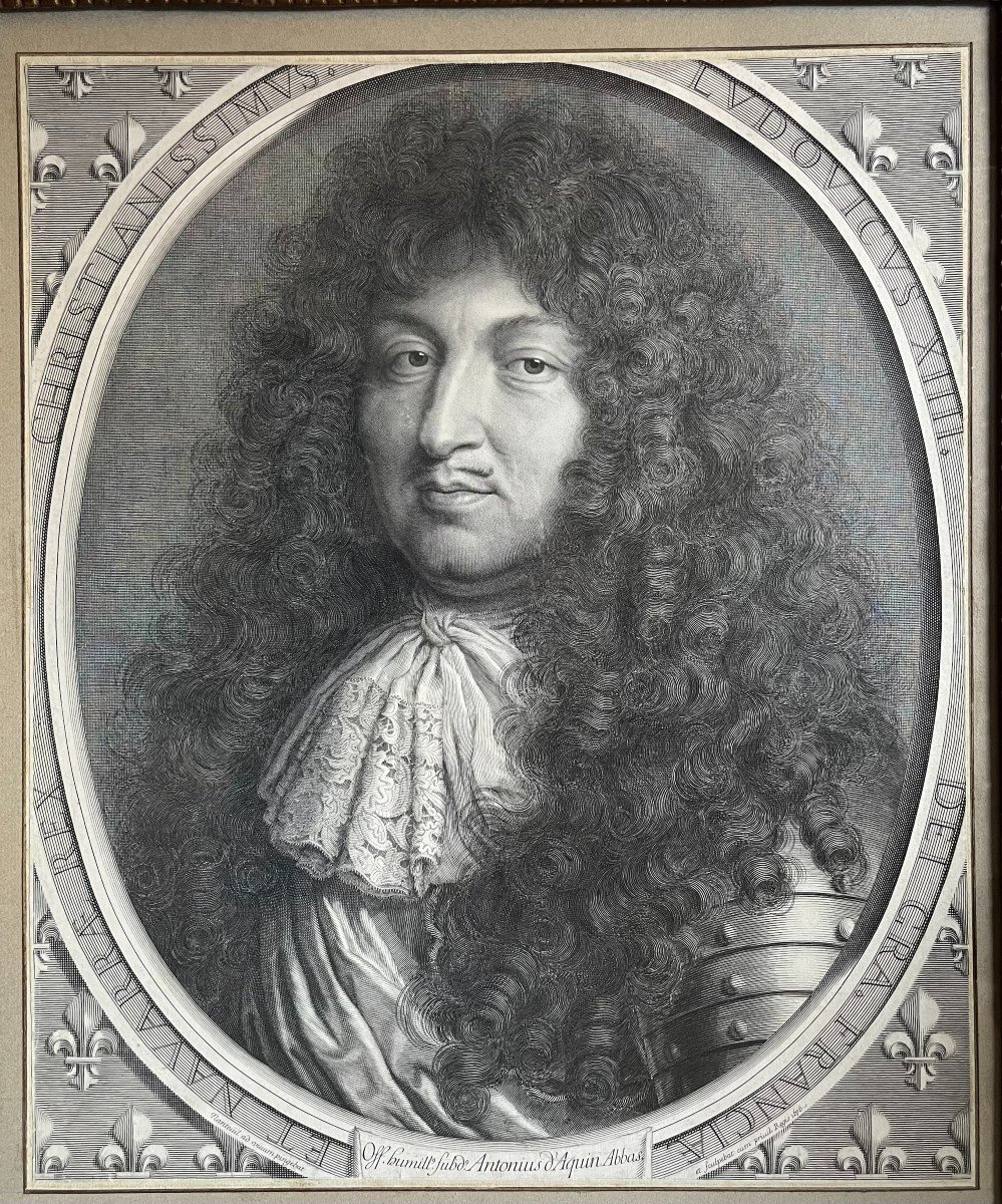 Estampe Grand Portrait De Louis XIV d'Après Nanteuil-photo-2