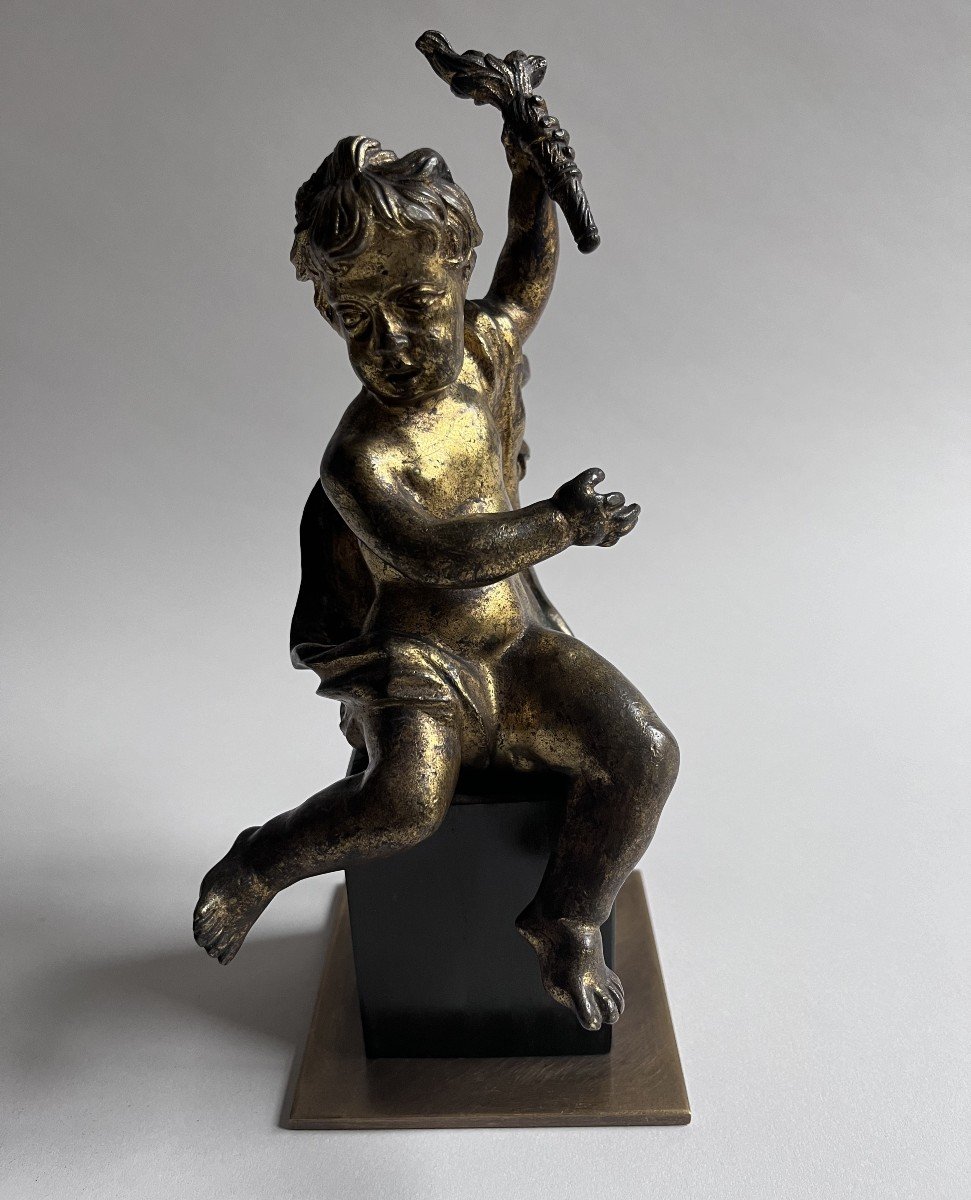 Pair Of Putti In Gilt Bronze-photo-4