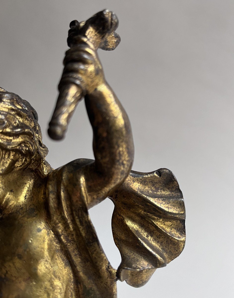 Pair Of Putti In Gilt Bronze-photo-3