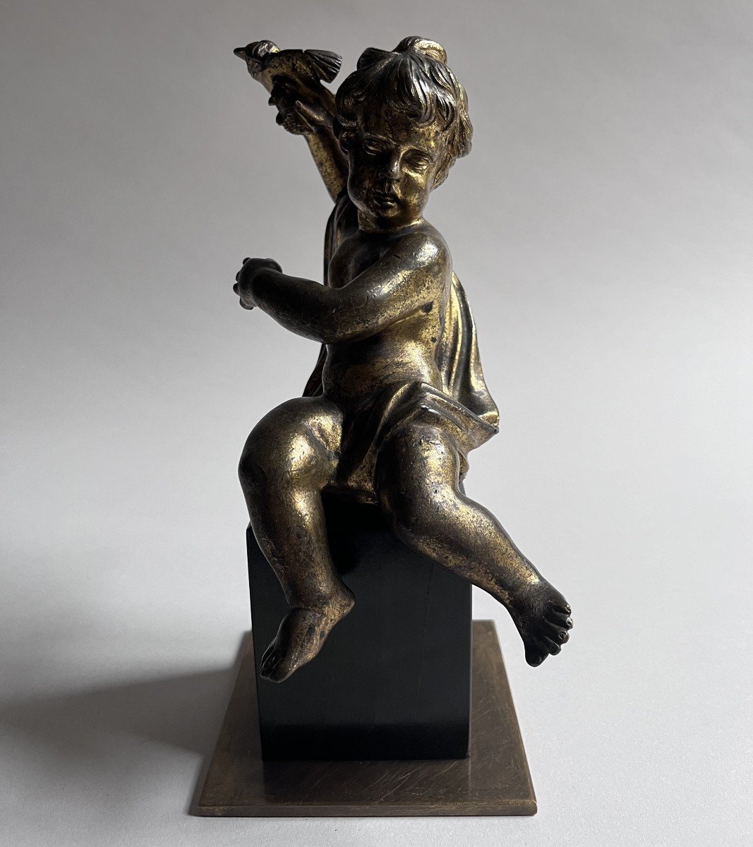 Pair Of Putti In Gilt Bronze-photo-5