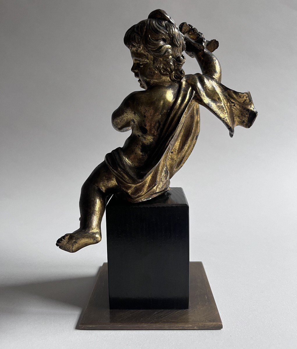 Pair Of Putti In Gilt Bronze-photo-7