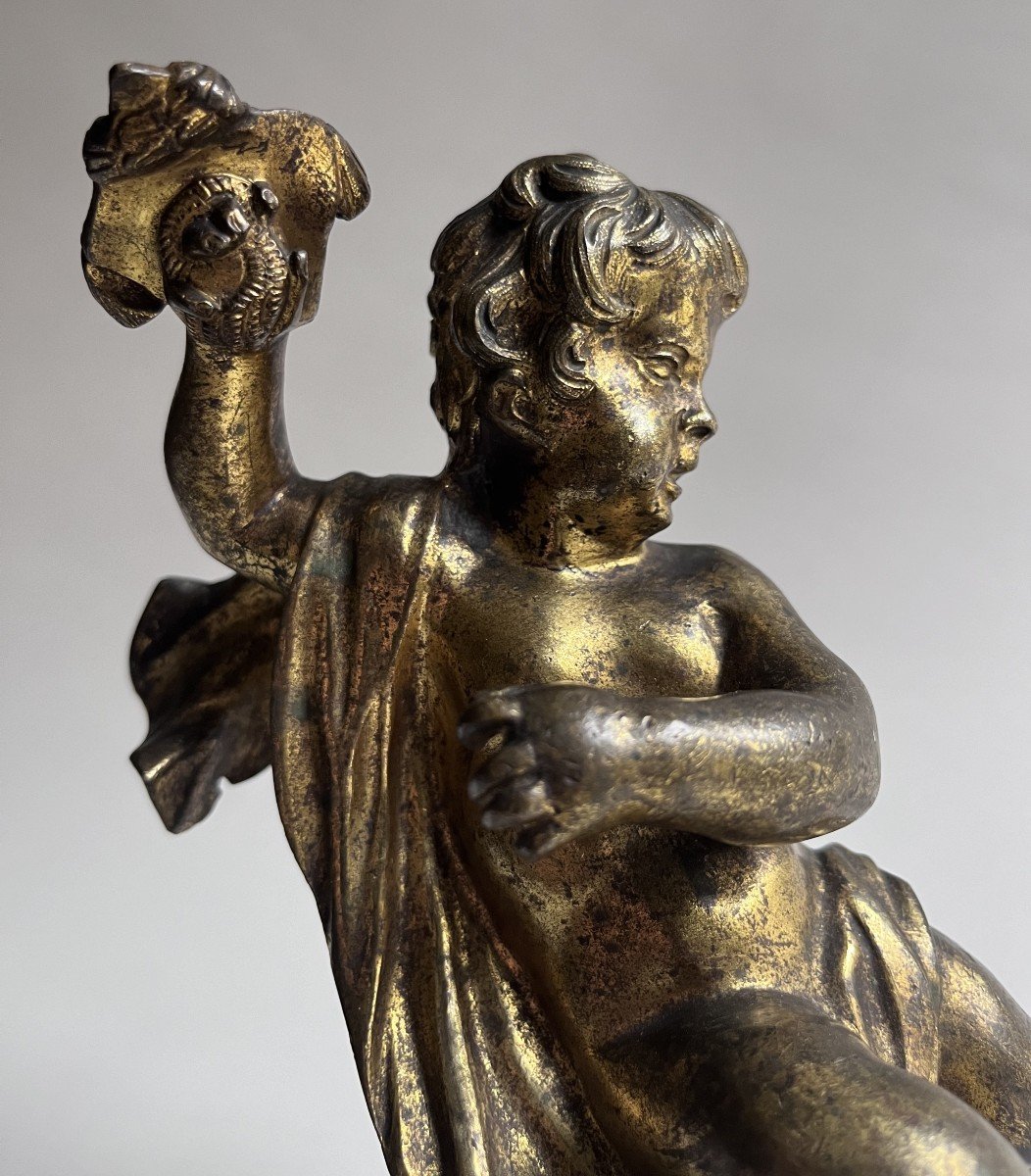 Pair Of Putti In Gilt Bronze-photo-8