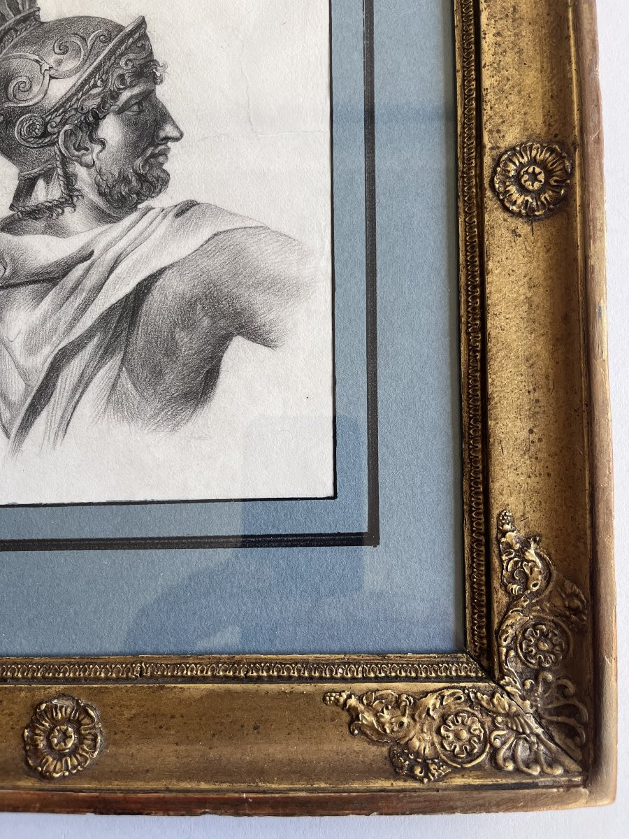 Neoclassical Drawing Of One Of The Horatii (school Of Jacques Louis-david 1745-1825) -photo-4