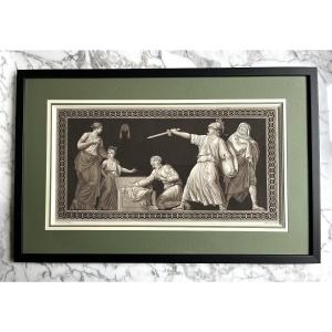 Neoclassical Aquatint By Ridé After Moitte "achilles Discovered By Ulysses" XVIIIth