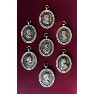 Bronze Medallions Depicting Antique Characters/emperors, 19th Century