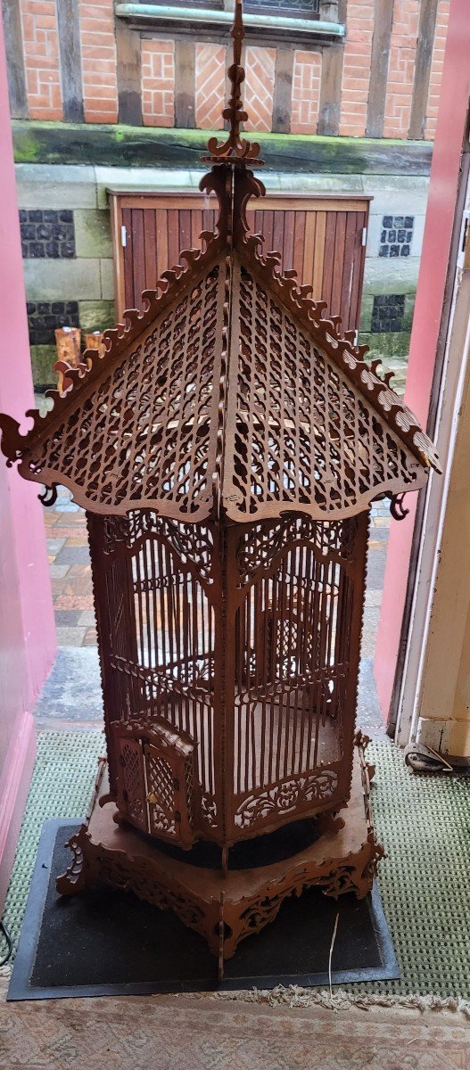  Grande Cage En Bois,1900 Hauteur 130 Cm