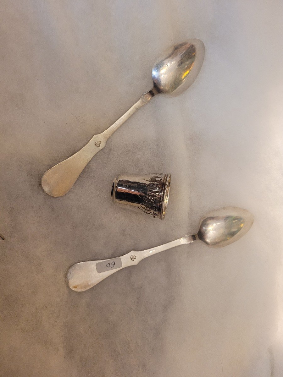 Set Of 2 Silver Spoons And A Cup-photo-2