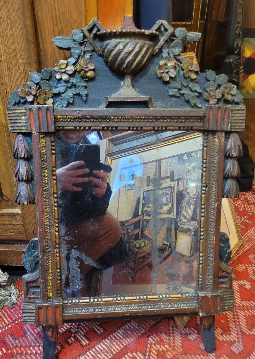 Late 18th Century Mirror With Painted Decor