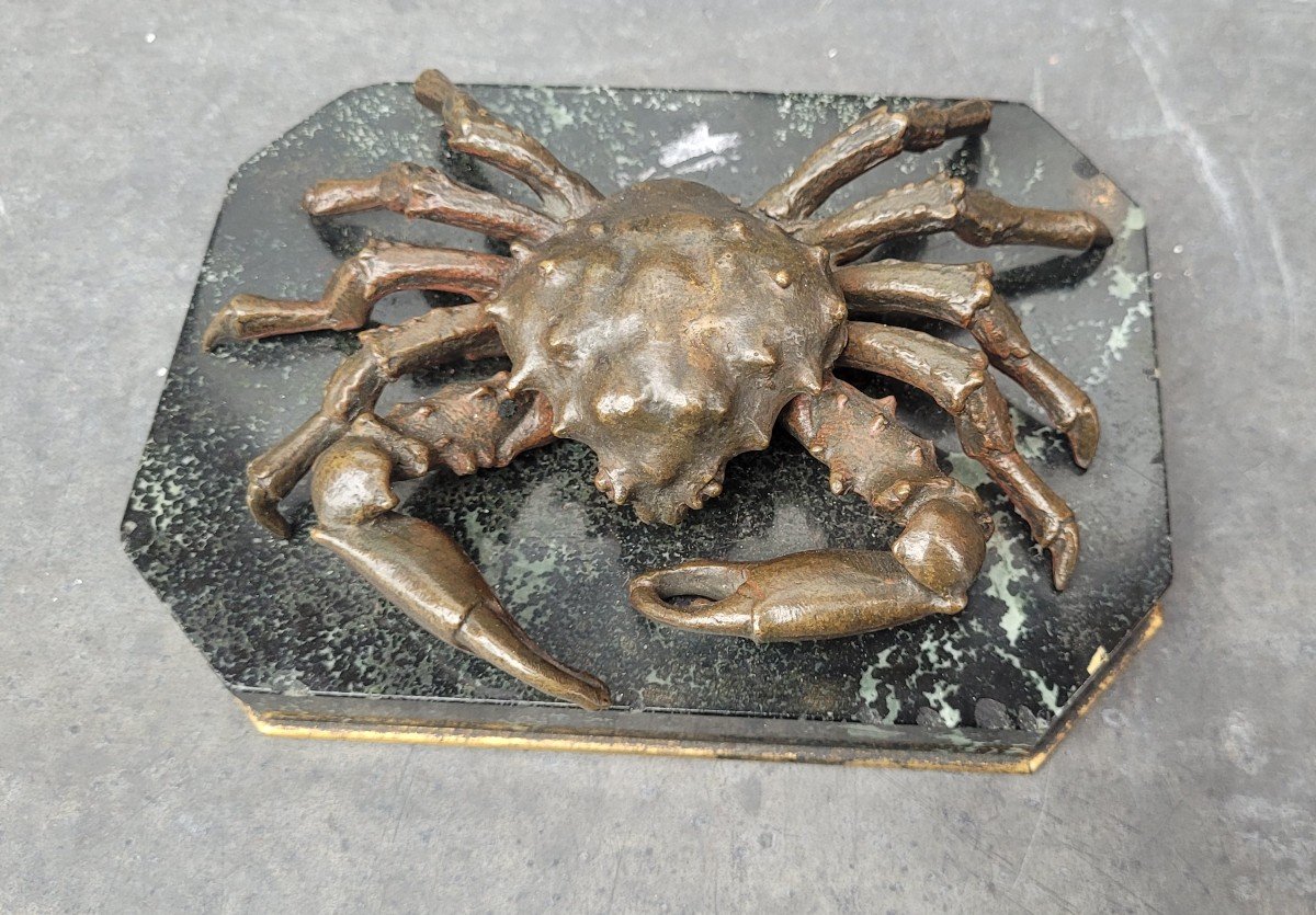 Encrier En Forme De Crabe En Bronze Socle Marbre