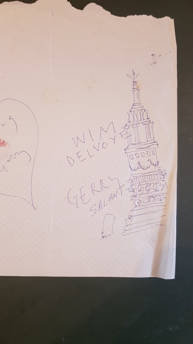 Win Delvoye Belgian Artist Drawing On Tablecloth From Restaurant-photo-2