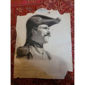 Portrait D Un  Militaire Dessin Au Crayon