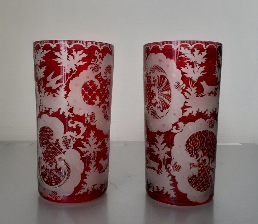 Pair Of Bohemian Crystal Goblets -photo-2