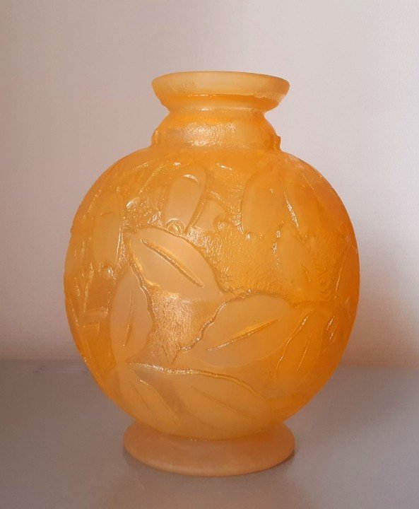 Ball Vase Signed Daum Nancy France Art Deco -photo-2