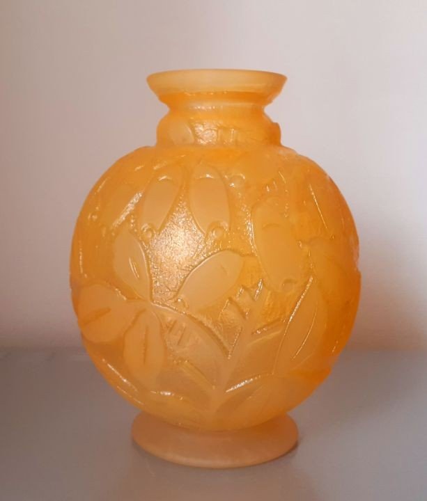 Ball Vase Signed Daum Nancy France Art Deco -photo-3