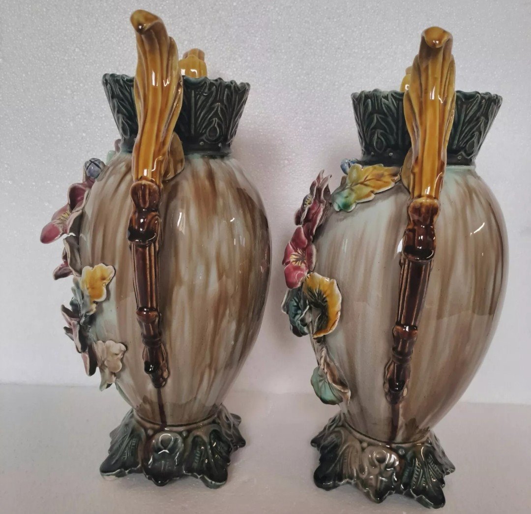 Paire De Vases En Barbotine -photo-6