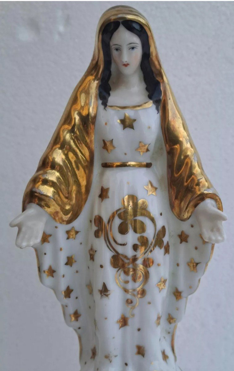 Vierge En Majesté En Porcelaine Vieux Paris XIX ème -photo-2