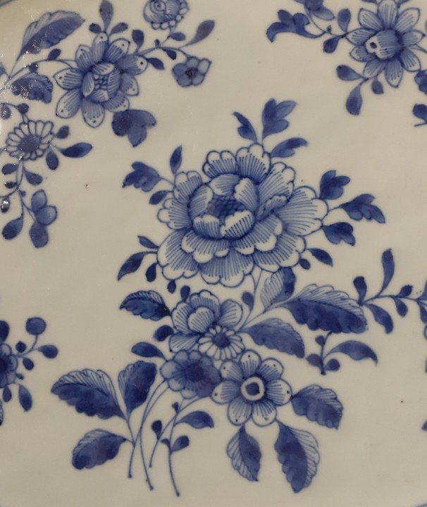 Plat Ovale En Porcelaine De Chine Bleu Et Blanc XVIII ème -photo-2