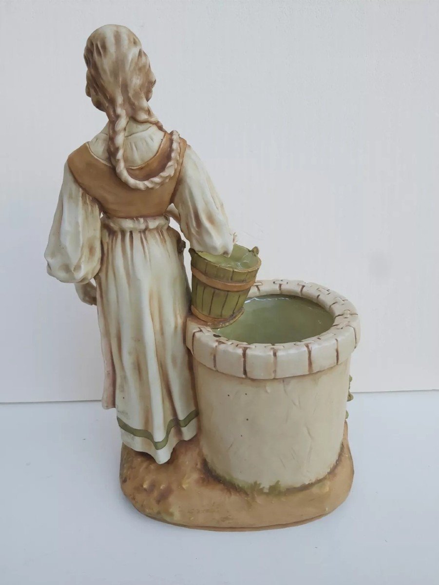 Woman At The Well Imperial Art Nouveau Porcelain Amphora -photo-2