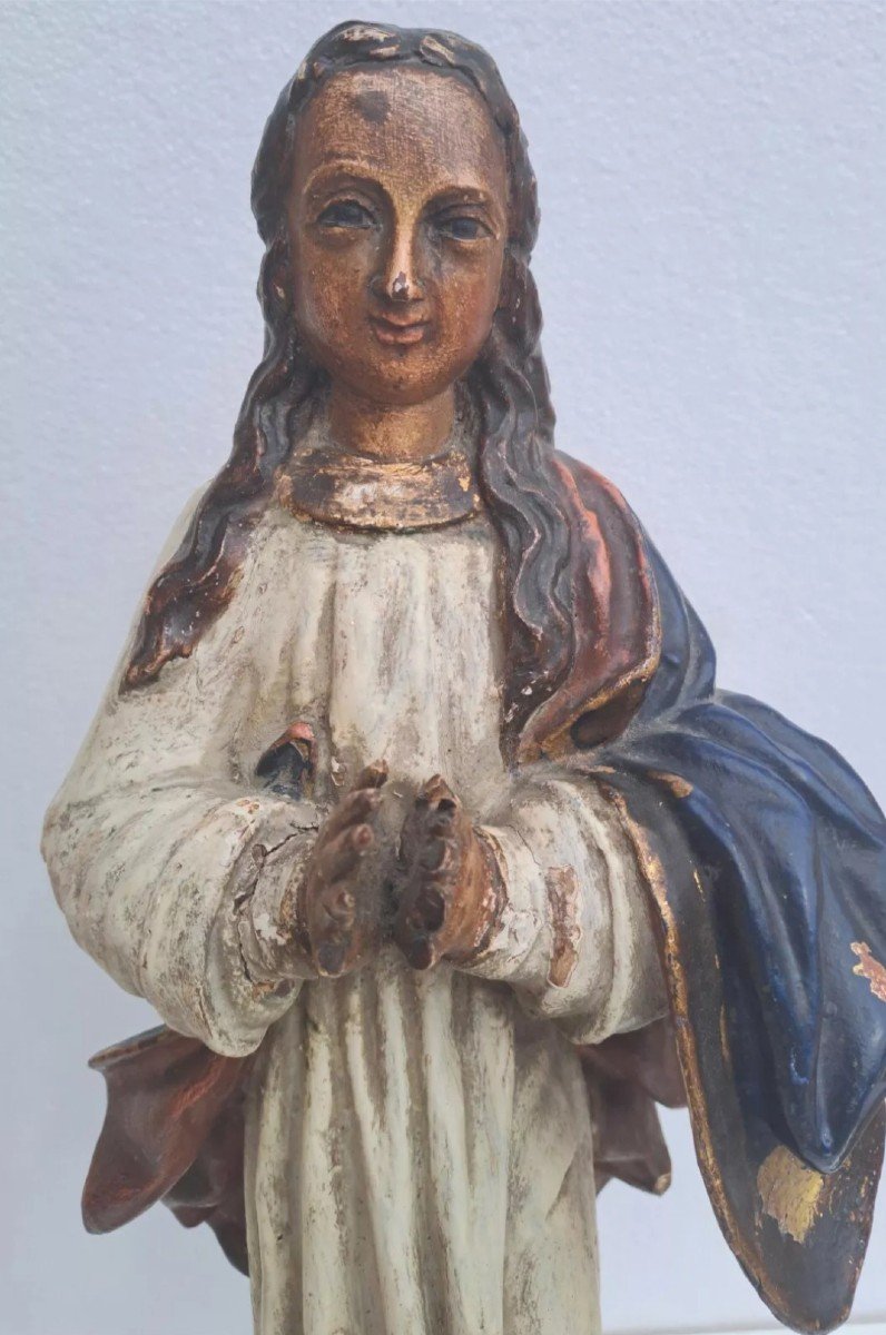 Virgin In Polychrome Wood, End Of The 16th Century, Beginning Of The 17th Century -photo-3