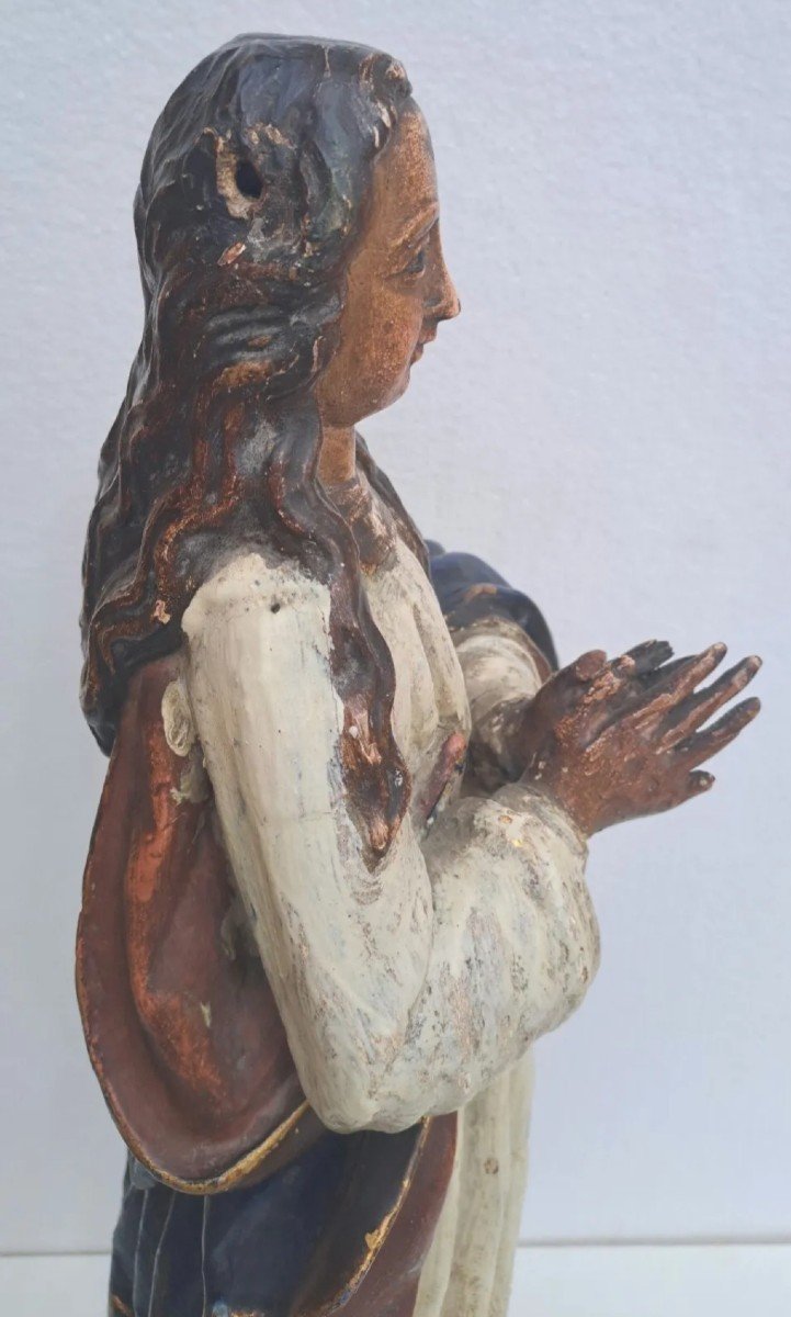 Virgin In Polychrome Wood, End Of The 16th Century, Beginning Of The 17th Century -photo-4