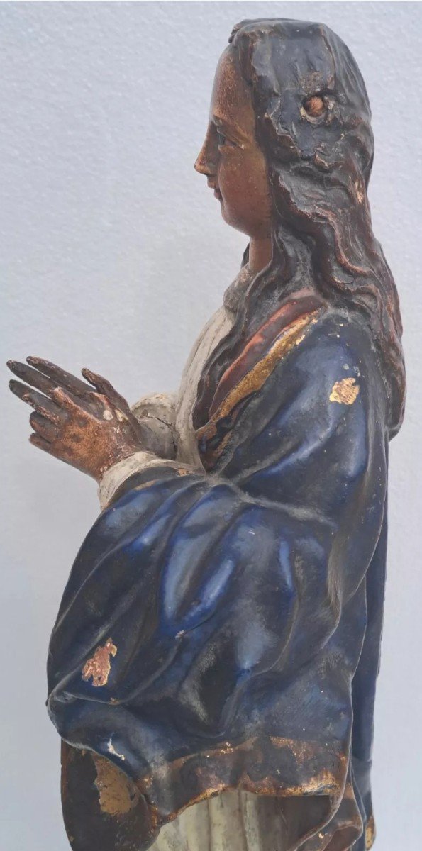 Virgin In Polychrome Wood, End Of The 16th Century, Beginning Of The 17th Century -photo-6