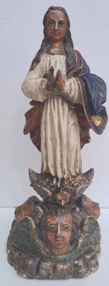 Virgin In Polychrome Wood, End Of The 16th Century, Beginning Of The 17th Century 