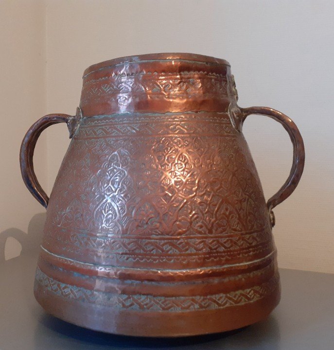 Alms Measure In Chiseled Copper Islamic Art Late 18th Century Early 19th Century -photo-2