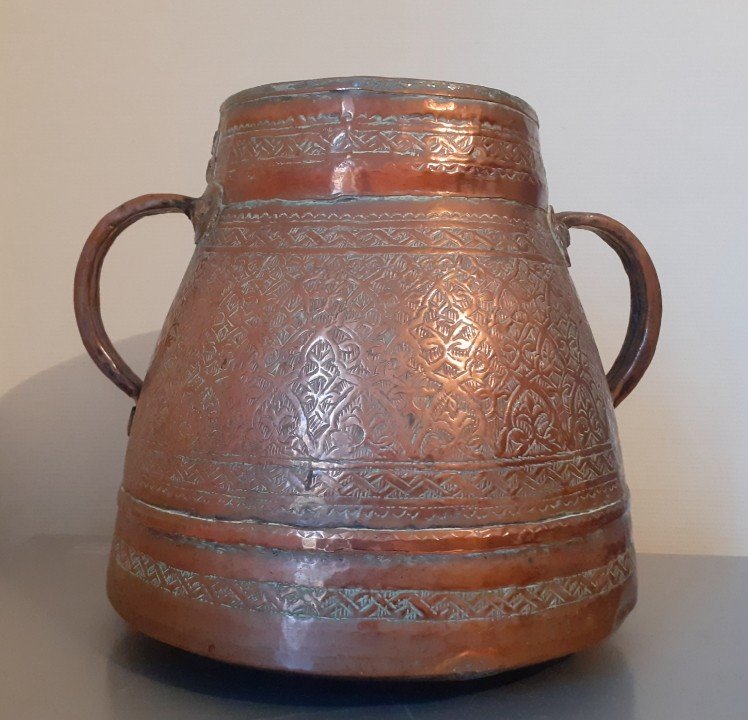 Alms Measure In Chiseled Copper Islamic Art Late 18th Century Early 19th Century 